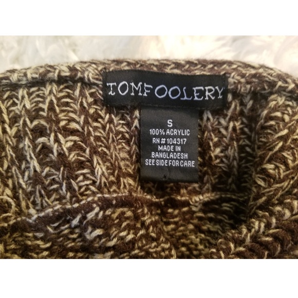 Brown/Tan One-Button Wrap Cardigan - Picture 5 of 5